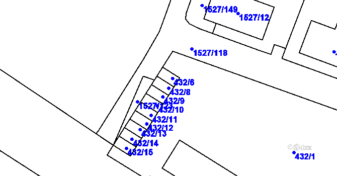 Parcela st. 432/8 v KÚ Protivín, Katastrální mapa