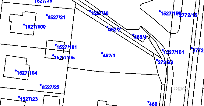 Parcela st. 462/1 v KÚ Protivín, Katastrální mapa