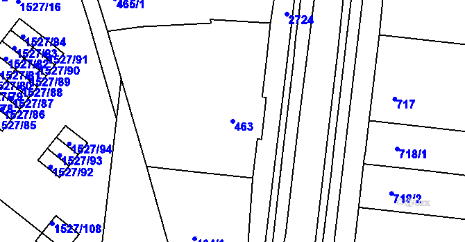 Parcela st. 463 v KÚ Protivín, Katastrální mapa
