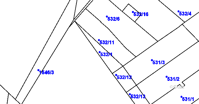 Parcela st. 532/1 v KÚ Protivín, Katastrální mapa