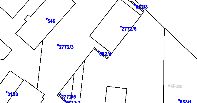 Parcela st. 552/4 v KÚ Protivín, Katastrální mapa