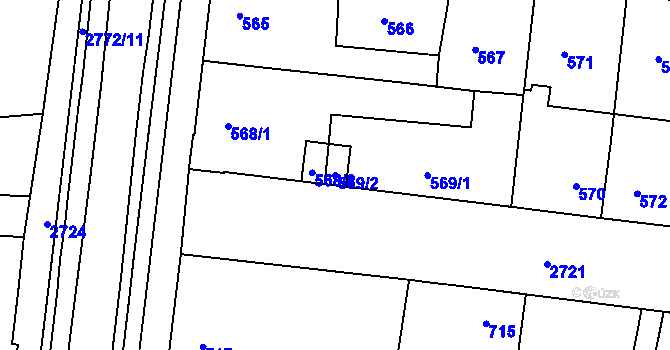 Parcela st. 569/2 v KÚ Protivín, Katastrální mapa