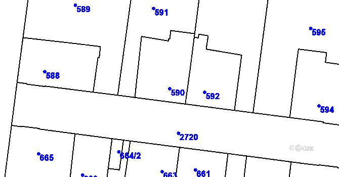 Parcela st. 590 v KÚ Protivín, Katastrální mapa