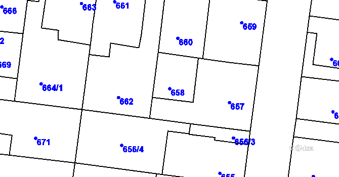 Parcela st. 658 v KÚ Protivín, Katastrální mapa