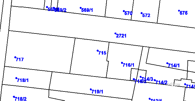 Parcela st. 715 v KÚ Protivín, Katastrální mapa