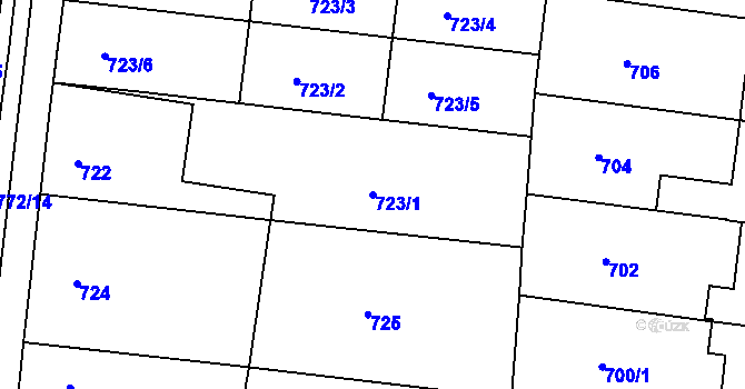 Parcela st. 723/1 v KÚ Protivín, Katastrální mapa