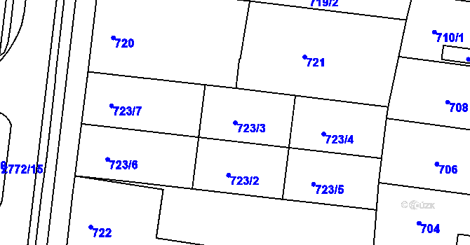 Parcela st. 723/3 v KÚ Protivín, Katastrální mapa