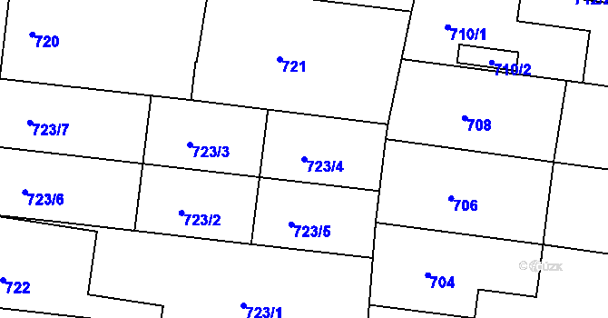 Parcela st. 723/4 v KÚ Protivín, Katastrální mapa