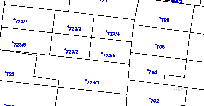 Parcela st. 723/5 v KÚ Protivín, Katastrální mapa