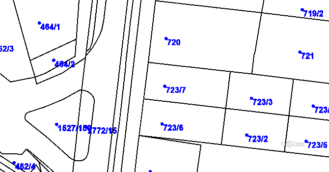 Parcela st. 723/7 v KÚ Protivín, Katastrální mapa