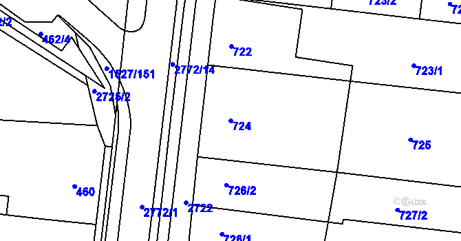 Parcela st. 724 v KÚ Protivín, Katastrální mapa