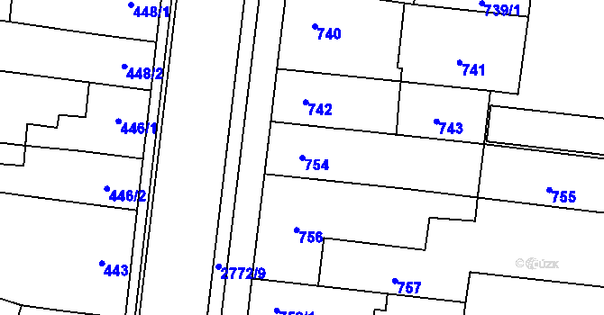 Parcela st. 754 v KÚ Protivín, Katastrální mapa
