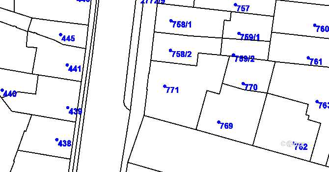Parcela st. 771 v KÚ Protivín, Katastrální mapa
