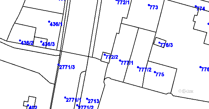 Parcela st. 772/2 v KÚ Protivín, Katastrální mapa