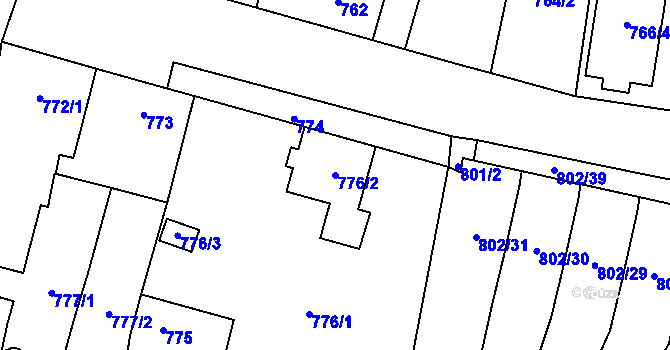 Parcela st. 776/2 v KÚ Protivín, Katastrální mapa