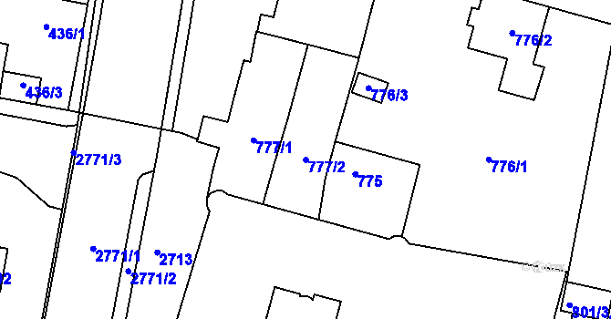 Parcela st. 777/2 v KÚ Protivín, Katastrální mapa
