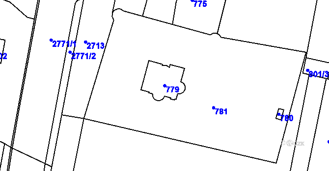 Parcela st. 779 v KÚ Protivín, Katastrální mapa