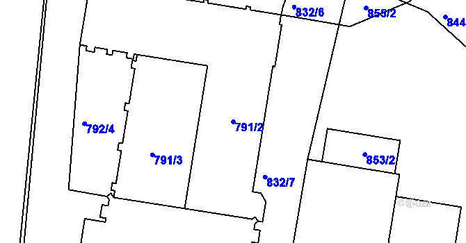 Parcela st. 791/2 v KÚ Protivín, Katastrální mapa