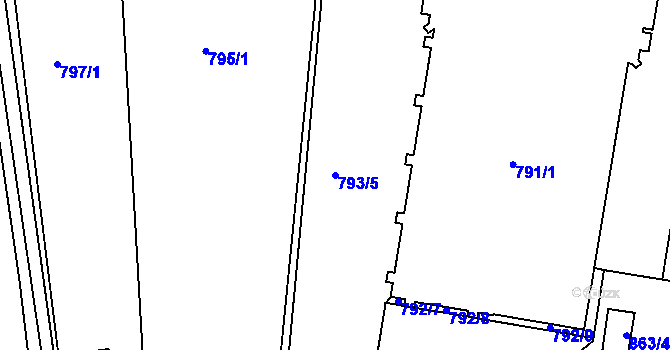 Parcela st. 793/5 v KÚ Protivín, Katastrální mapa