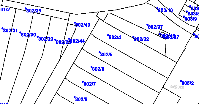 Parcela st. 802/5 v KÚ Protivín, Katastrální mapa