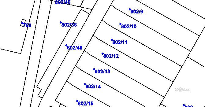 Parcela st. 802/12 v KÚ Protivín, Katastrální mapa