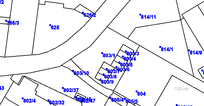 Parcela st. 803/1 v KÚ Protivín, Katastrální mapa
