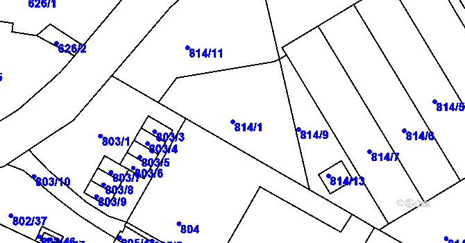 Parcela st. 814/1 v KÚ Protivín, Katastrální mapa