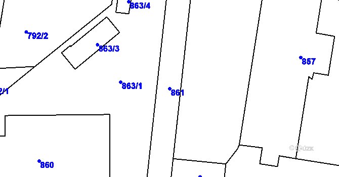 Parcela st. 861 v KÚ Protivín, Katastrální mapa