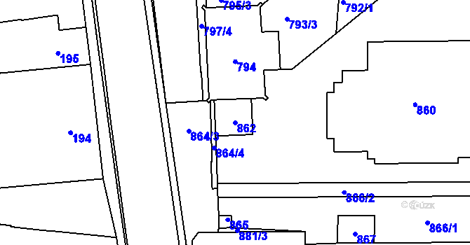 Parcela st. 862 v KÚ Protivín, Katastrální mapa