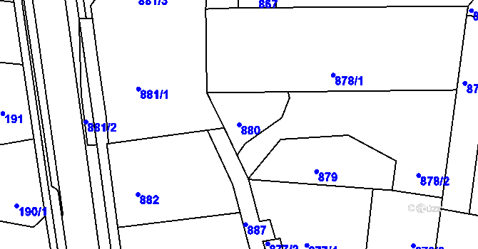 Parcela st. 880 v KÚ Protivín, Katastrální mapa