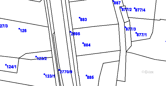 Parcela st. 884 v KÚ Protivín, Katastrální mapa