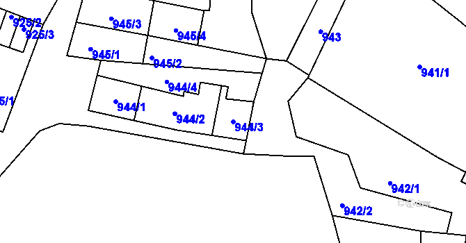 Parcela st. 944/3 v KÚ Protivín, Katastrální mapa