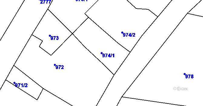Parcela st. 974/1 v KÚ Protivín, Katastrální mapa