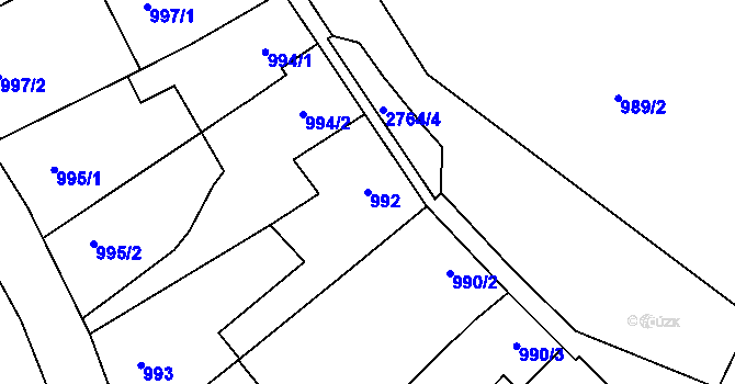 Parcela st. 992 v KÚ Protivín, Katastrální mapa