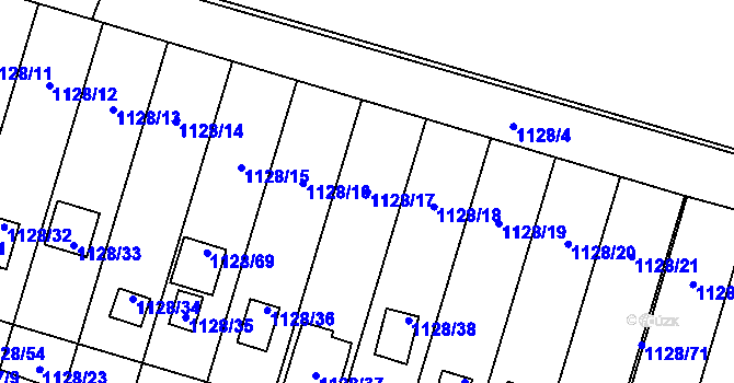 Parcela st. 1128/17 v KÚ Protivín, Katastrální mapa