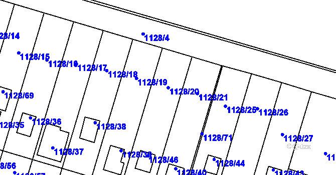Parcela st. 1128/20 v KÚ Protivín, Katastrální mapa