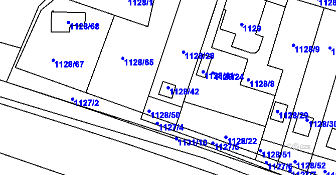 Parcela st. 1128/42 v KÚ Protivín, Katastrální mapa