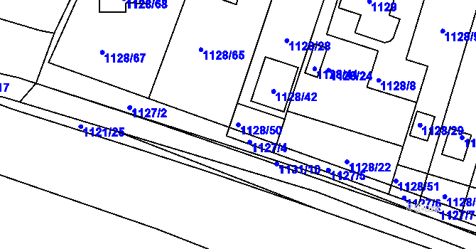 Parcela st. 1128/50 v KÚ Protivín, Katastrální mapa
