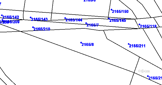 Parcela st. 2165/8 v KÚ Protivín, Katastrální mapa