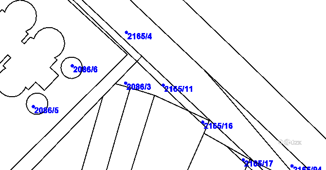 Parcela st. 2165/11 v KÚ Protivín, Katastrální mapa
