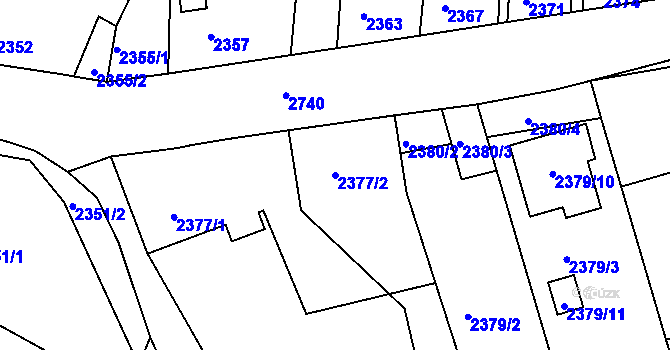 Parcela st. 2377/2 v KÚ Protivín, Katastrální mapa