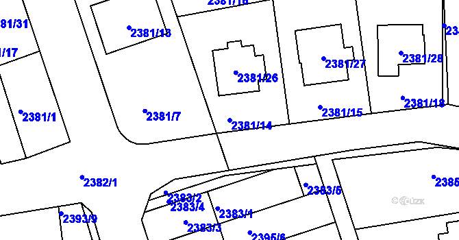 Parcela st. 2381/14 v KÚ Protivín, Katastrální mapa
