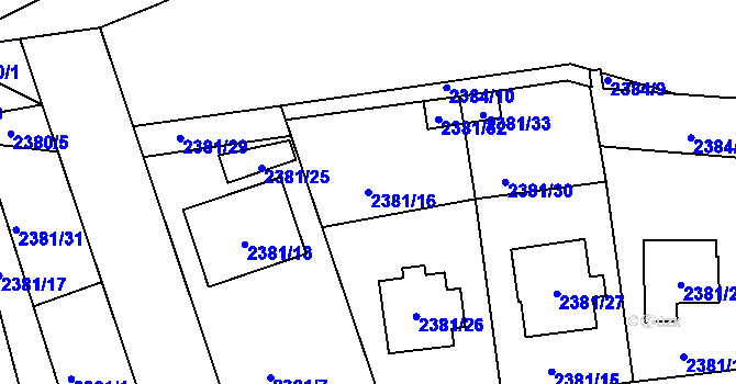 Parcela st. 2381/16 v KÚ Protivín, Katastrální mapa