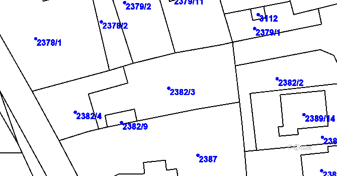 Parcela st. 2382/3 v KÚ Protivín, Katastrální mapa