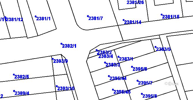 Parcela st. 2383/2 v KÚ Protivín, Katastrální mapa