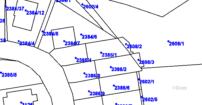 Parcela st. 2385/1 v KÚ Protivín, Katastrální mapa