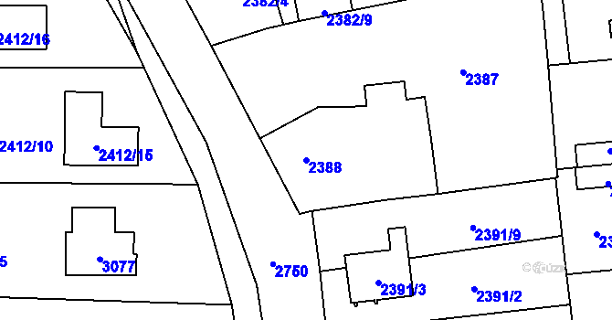 Parcela st. 2388 v KÚ Protivín, Katastrální mapa