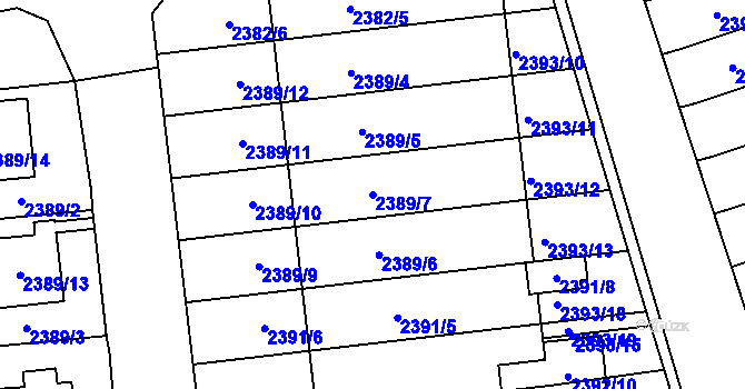 Parcela st. 2389/7 v KÚ Protivín, Katastrální mapa