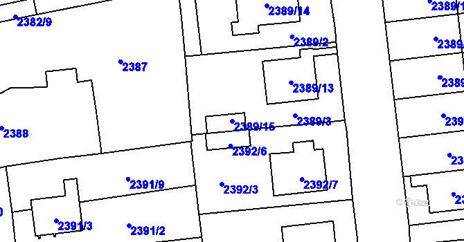 Parcela st. 2389/15 v KÚ Protivín, Katastrální mapa