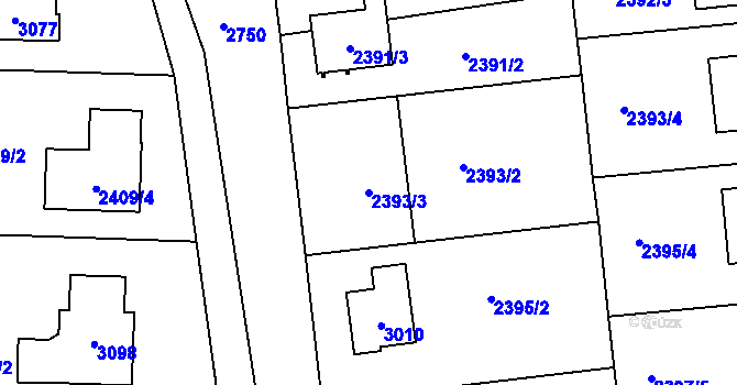Parcela st. 2393/3 v KÚ Protivín, Katastrální mapa